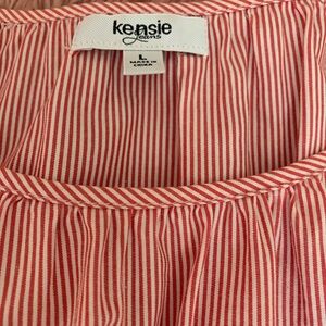Kensie Red and White Striped Blouse
